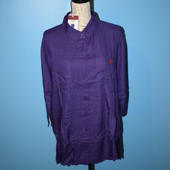 Purple Clemson UG Apparel Button down high low relaxed fit Large - Picture 1 of 3